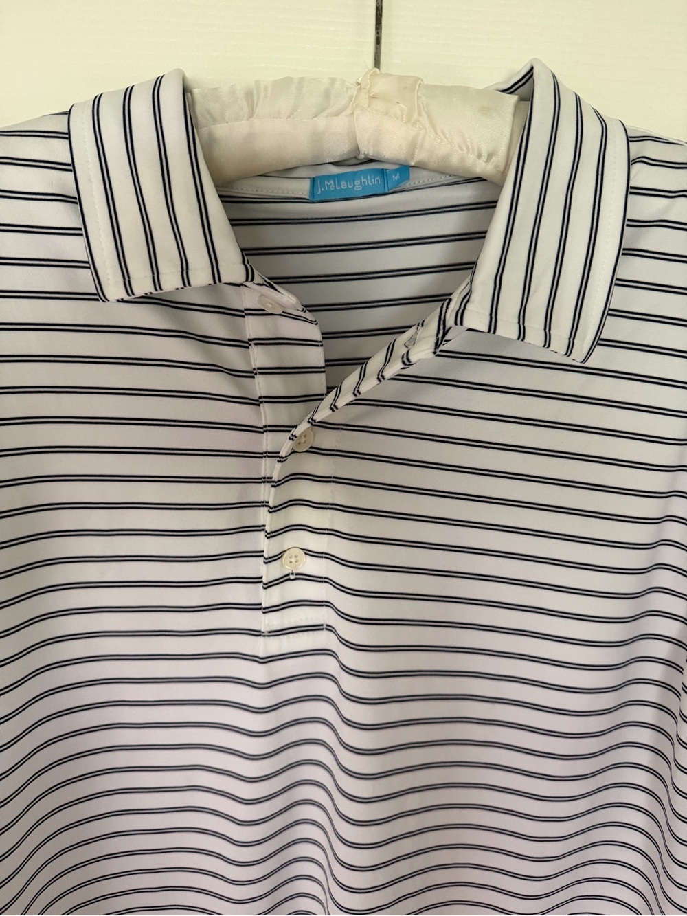 McLaughlin Men’s White Navy Stripe Polo